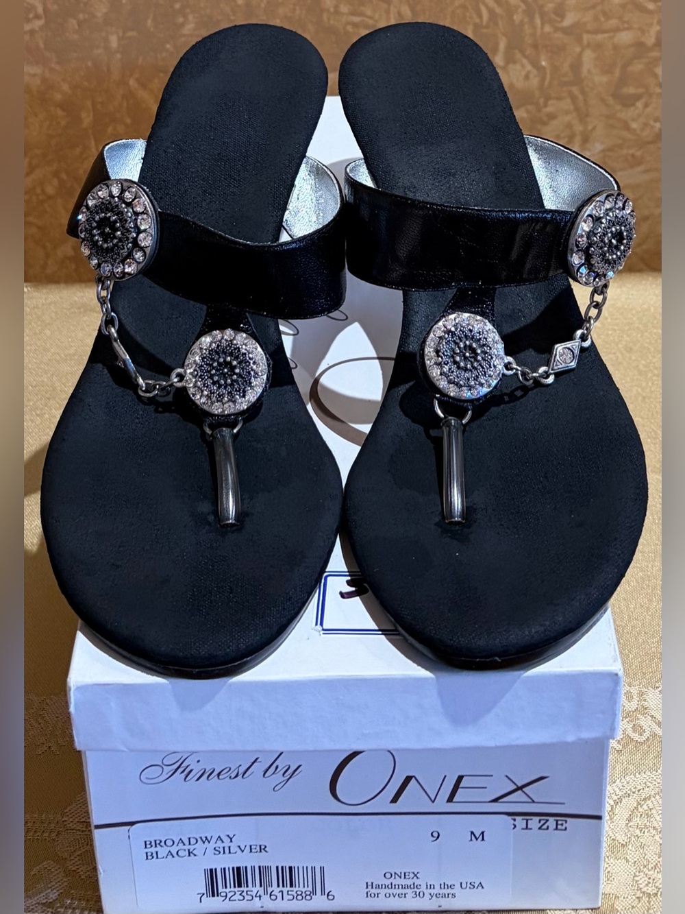 Onex Sandals with Jewelled Accents, Size 9